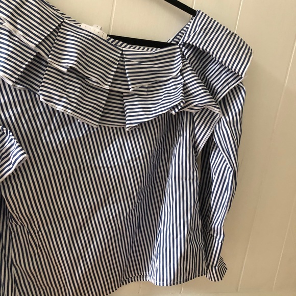 Leith Striped One Shoulder Ruffle Top - Picture 6 of 7